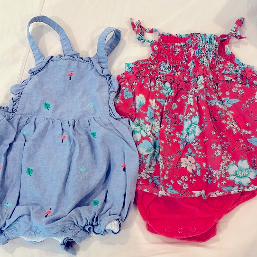Two Janie and Jack 12-18M Summer Rompers